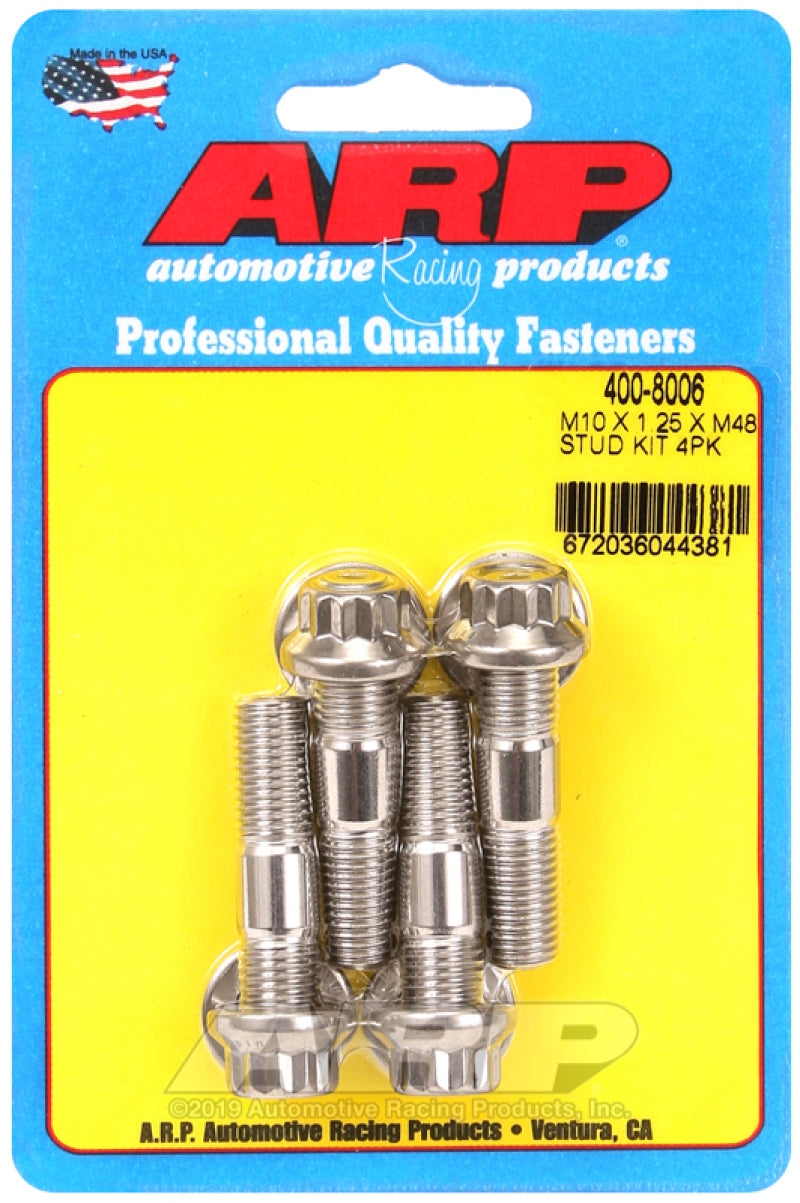 ARP M10 x 1.25 x 48mm Broached 4 Piece Stud Kit ARP Hardware - Singles  AXOPROS