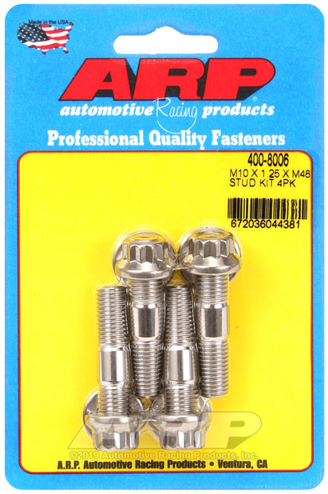 ARP M10 x 1.25 x 48mm Broached 4 Piece Stud Kit ARP Hardware - Singles  AXOPROS