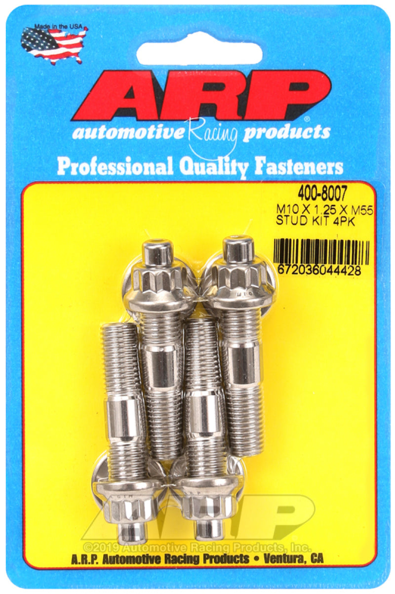 ARP M10 x 1.25 x 55mm Broached 4 Piece Stud Kit ARP Hardware - Singles  AXOPROS