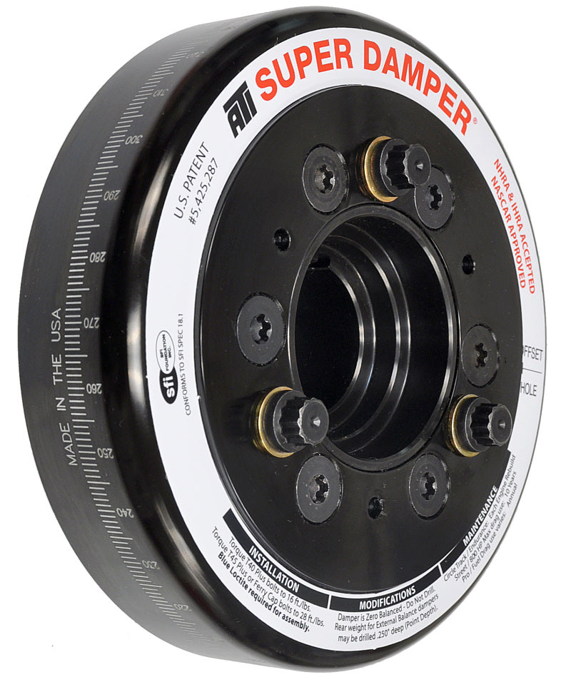 ATI Damper - 6.325in - Steel - Chevy LS - Smooth - C-Bore Front - 3 Ring ATI Crankshaft Dampers  AXOPROS