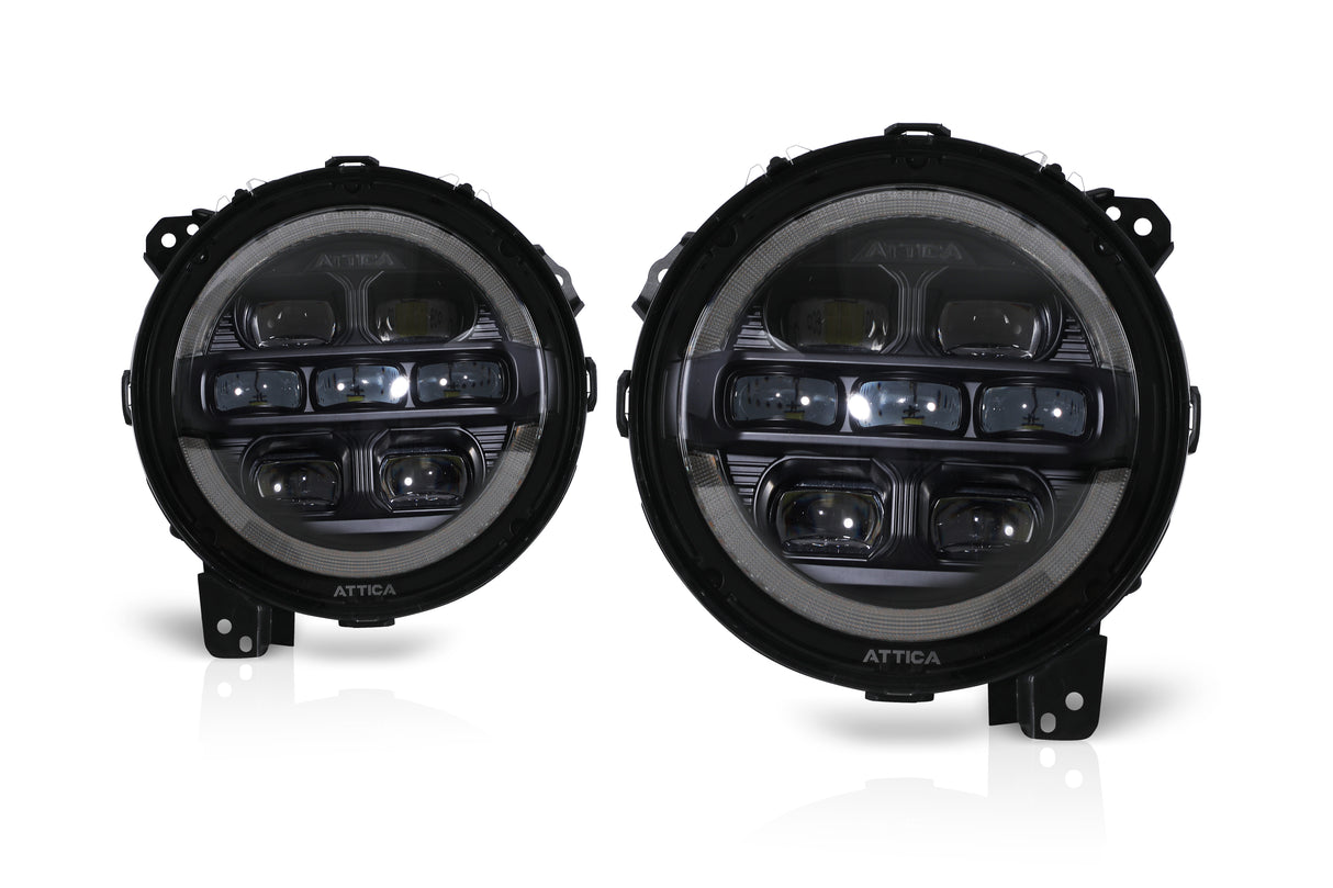 Attica LED Projector Headlights W-Sequential Turn Signal Attica 4x4 Headlight Set  AXOPROS