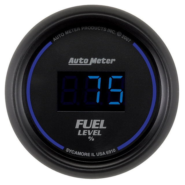 Autometer Cobalt Digital 52.4mm Black Programmable Empty-Full Range Fuel Level Gauge AutoMeter Gauges  AXOPROS
