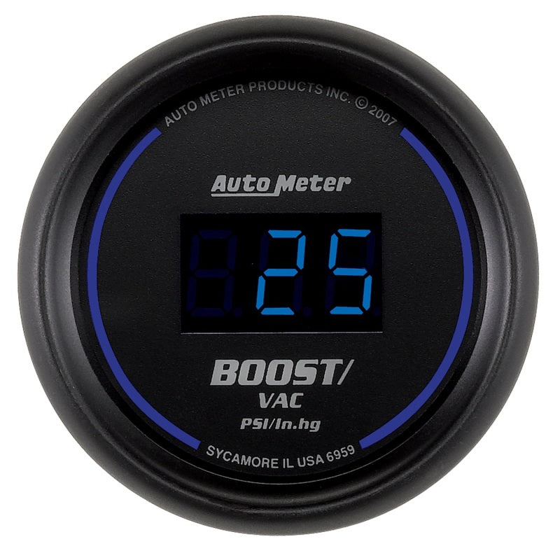 Autometer Cobalt Digital 52.4mm Black Vacuum/Boost Gauge AutoMeter Gauges  AXOPROS