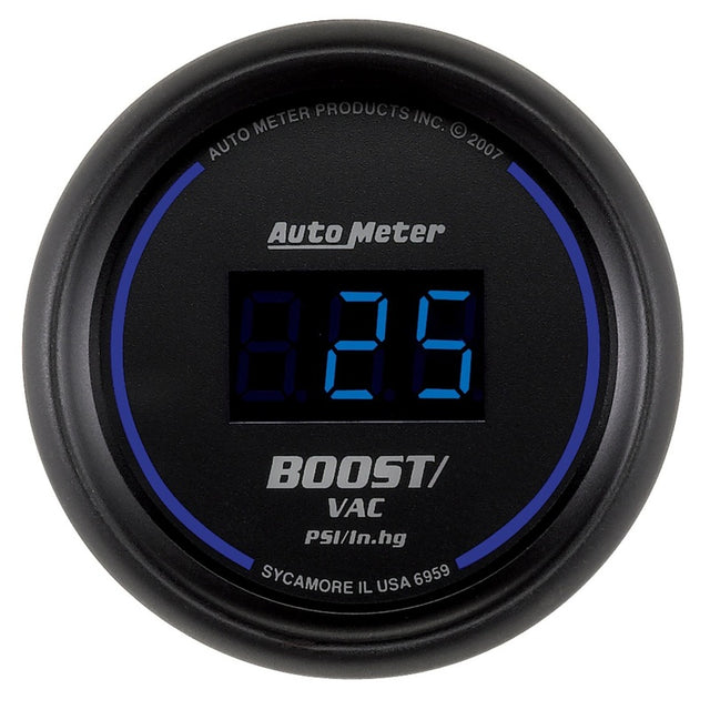 Autometer Cobalt Digital 52.4mm Black Vacuum/Boost Gauge AutoMeter Gauges  AXOPROS