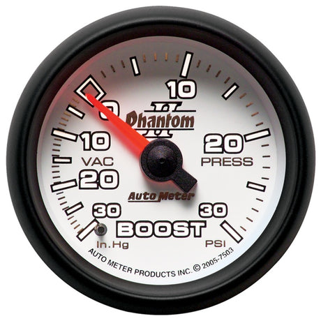 Autometer Phantom II 52.4mm Mechanical Vacuum / Boost Gauge 30 In. HG/30 PSI AutoMeter Gauges  AXOPROS