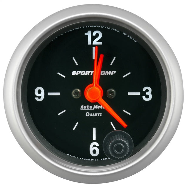 Autometer Sport-Comp 2-1/16in. 12 Hour Analog Clock Gauge AutoMeter Gauges  AXOPROS
