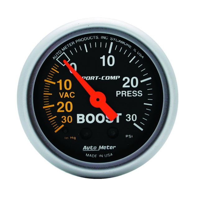 Autometer Sport-Comp 52mm 30 PSI Mechanical Boost Gauge AutoMeter Gauges  AXOPROS