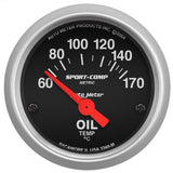Autometer Sport-Comp 52mm 60-170 Degree Short Sweep Electronic Oil Temperature Gauge AutoMeter Gauges  AXOPROS