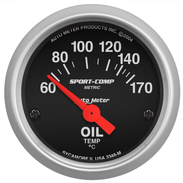 Autometer Sport-Comp 52mm 60-170 Degree Short Sweep Electronic Oil Temperature Gauge AutoMeter Gauges  AXOPROS