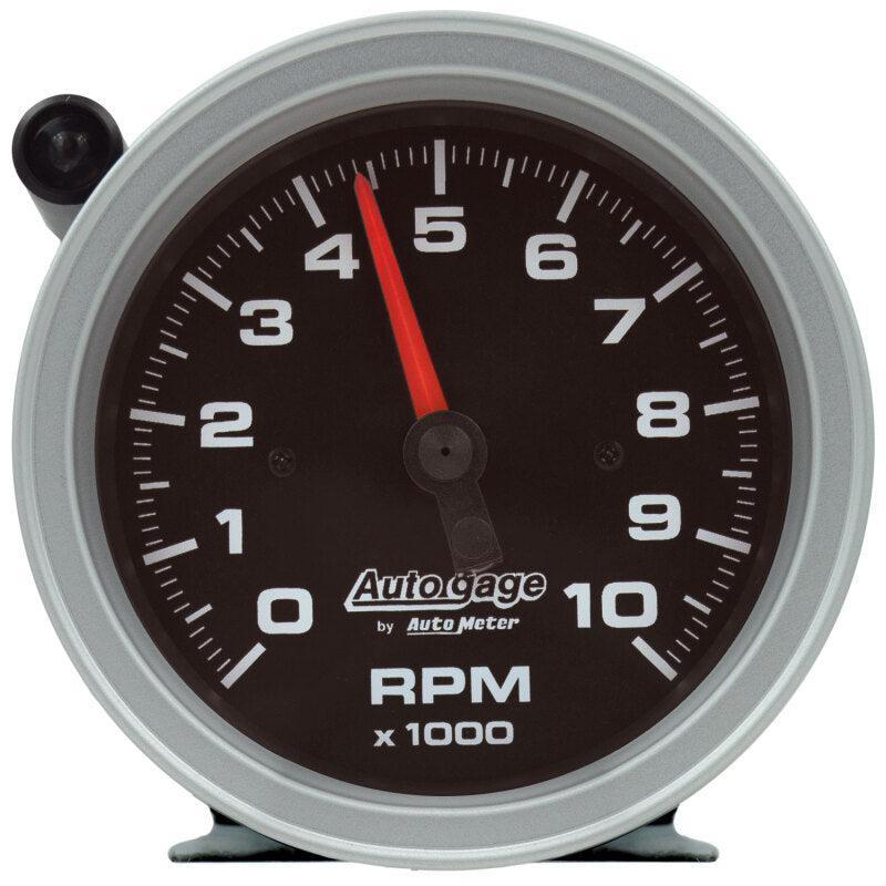 AutoMeter Tachometer Gauge 10K RPM 3 3/4in Pedestal w/Ext. Shift-Light - Black Dial/Black Case AutoMeter Performance Monitors  AXOPROS