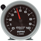 AutoMeter Tachometer Gauge 10K RPM 3 3/4in Pedestal w/Ext. Shift-Light - Black Dial/Black Case AutoMeter Performance Monitors  AXOPROS