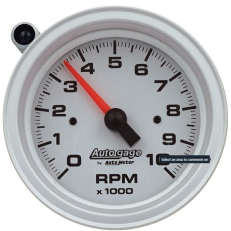 AutoMeter Tachometer Gauge 10K RPM 3 3/4in Pedestal w/Ext. Shift-Light - Silver Dial/Black Case AutoMeter Performance Monitors  AXOPROS