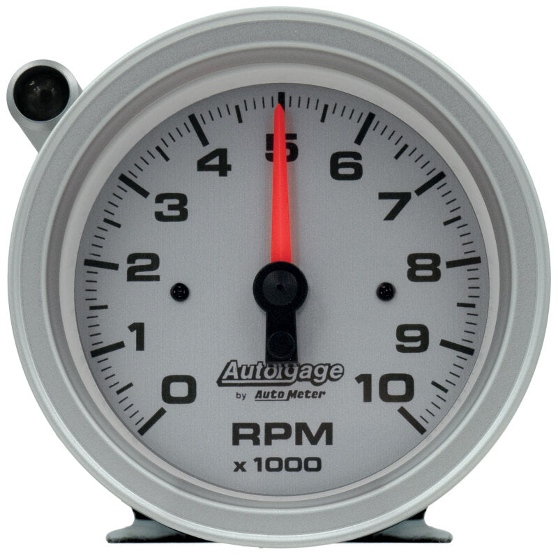 AutoMeter Tachometer Gauge 10K RPM 3 3/4in Pedestal w/Ext. Shift-Light - Silver Dial/Black Case AutoMeter Performance Monitors  AXOPROS