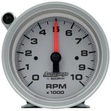 AutoMeter Tachometer Gauge 10K RPM 3 3/4in Pedestal w/Ext. Shift-Light - Silver Dial/Black Case AutoMeter Performance Monitors  AXOPROS