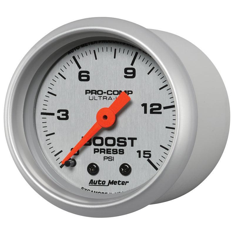 Autometer Ultra-Lite 52mm 0-15 PSI Mechanical Boost Gauge AutoMeter Gauges  AXOPROS