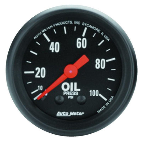 Autometer Z Series 52mm 0-100 PSI Mechanical Oil Pressure Gauge AutoMeter Gauges  AXOPROS