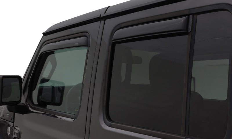 AVS 07-18 Jeep Wrangler Unlimited Ventvisor In-Channel Front & Rear Window Deflectors 4pc - Smoke AVS Wind Deflectors  AXOPROS
