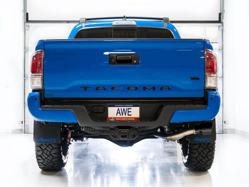 AWE 16-22 Toyota Tacoma 0FG Catback Exhaust w/ BashGuard - Dual Diamond Black Tips AWE Tuning Catback  AXOPROS