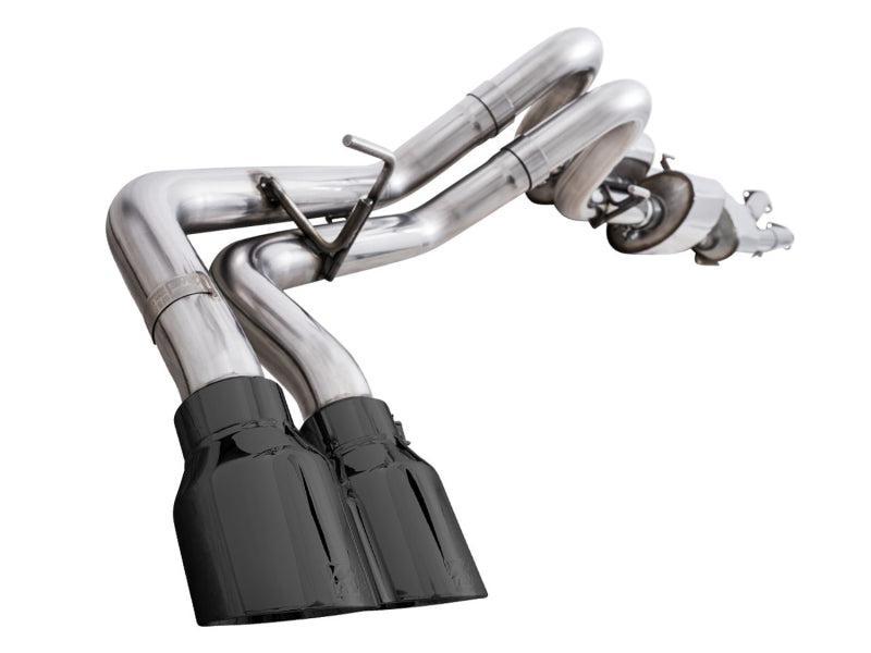 AWE 16-22 Toyota Tacoma 0FG Catback Exhaust w/ BashGuard - Dual Diamond Black Tips AWE Tuning Catback  AXOPROS