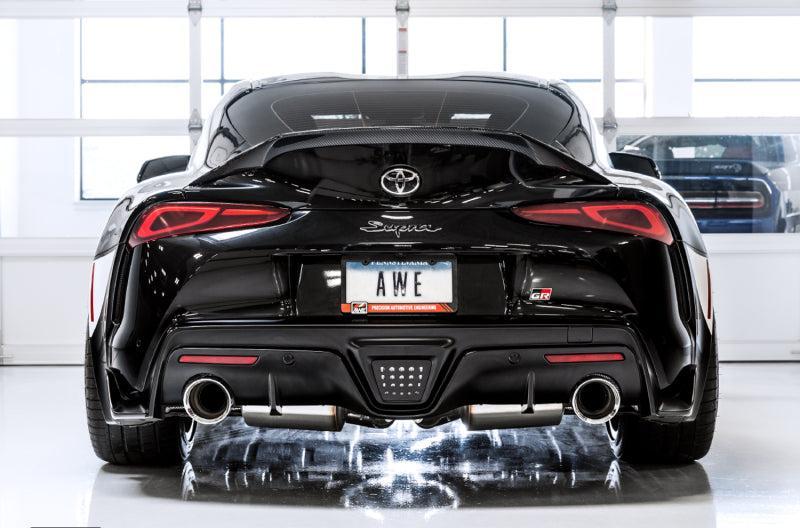 AWE 2020 Toyota Supra A90 Resonated Touring Edition Exhaust - 5in Chrome Silver Tips AWE Tuning Catback  AXOPROS