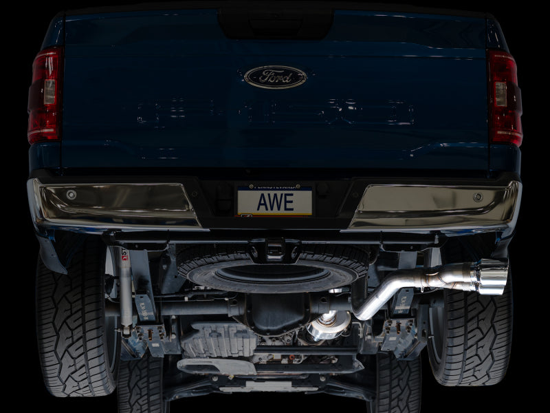 AWE 21-25 Ford F150 (14th Gen Reg Cab) Cat-Back Exhaust - 4.5in Dual Side Exit Chrome Tips AWE Tuning Catback  AXOPROS