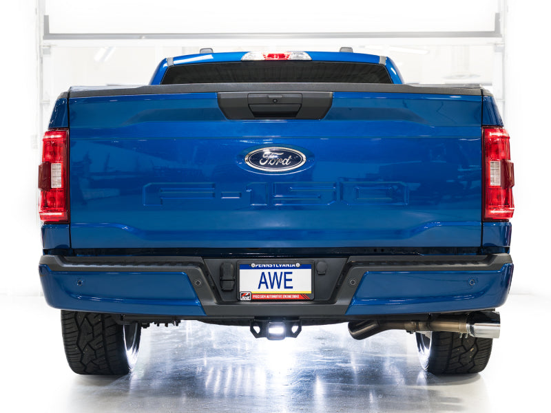 AWE 21-25 Ford F150 (14th Gen Reg Cab) Cat-Back Exhaust - 4.5in Dual Side Exit Chrome Tips AWE Tuning Catback  AXOPROS