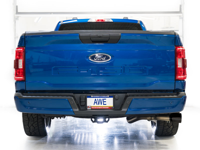 AWE 21-25 Ford F150 (14th Gen Reg Cab) Cat-Back Exhaust - 4.5in Dual Side Exit Diamond Black Tips AWE Tuning Catback  AXOPROS