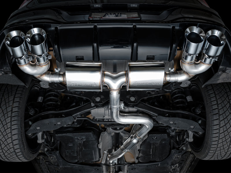 AWE MK8 Volkswagen Golf R 3in Touring Edition Quad Exhaust - Chrome Silver Tips AWE Tuning Catback  AXOPROS