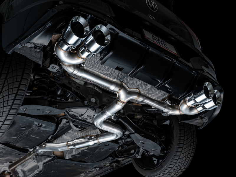 AWE MK8 Volkswagen Golf R 3in Track Edition Quad Exhaust - Chrome Silver Tips AWE Tuning Catback  AXOPROS