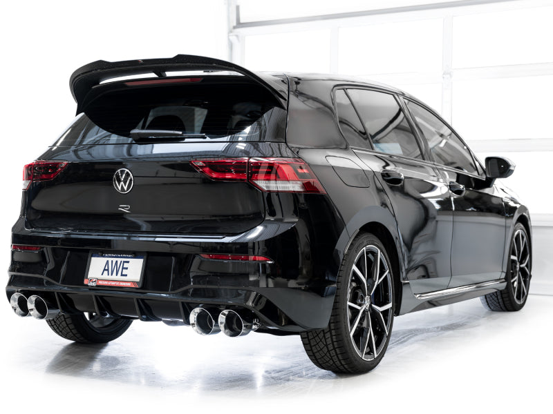 AWE MK8 Volkswagen Golf R 3in Track Edition Quad Exhaust - Chrome Silver Tips AWE Tuning Catback  AXOPROS