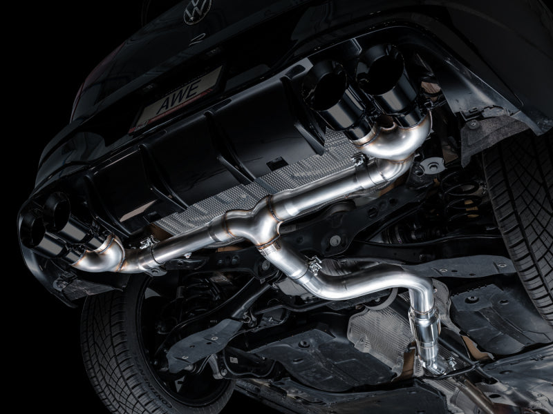AWE MK8 Volkswagen Golf R 3in Track Edition Quad Exhaust - Diamond Black Tips AWE Tuning Catback  AXOPROS