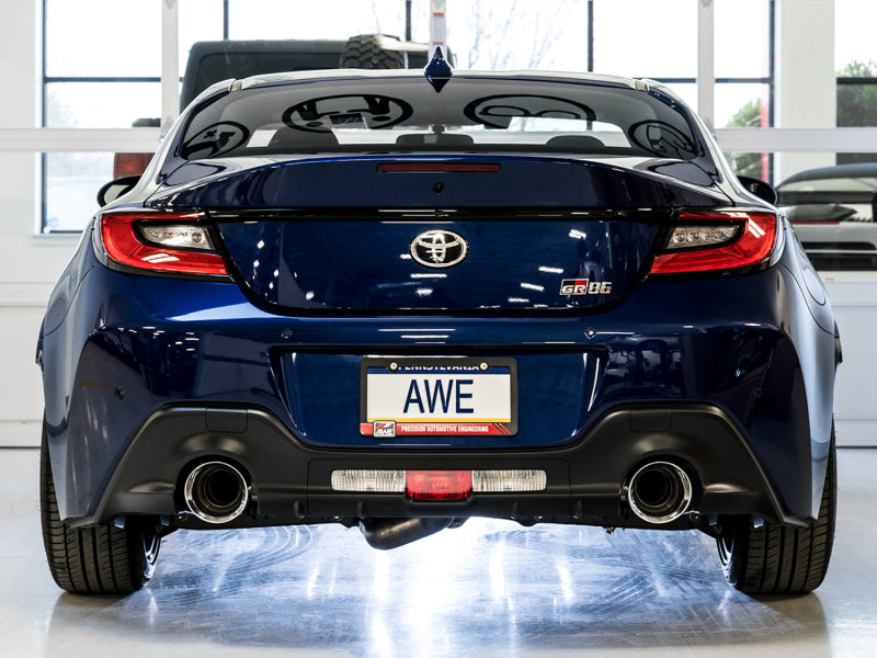 AWE Subaru BRZ/ Toyota GR86/ Toyota 86 Track Edition Cat-Back Exhaust- Chrome Silver Tips AWE Tuning Catback  AXOPROS