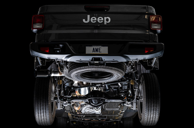 AWE Tuning 20-21 Jeep Gladiator JT 3.6L Tread Edition Cat-Back Single Side Exhaust - Diamond Blk Ti AWE Tuning Catback  AXOPROS