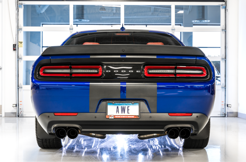 AWE Tuning 2015+ Dodge Challenger 6.4L/6.2L SC Track Edition Exhaust - Quad Diamond Black Tips AWE Tuning Catback  AXOPROS