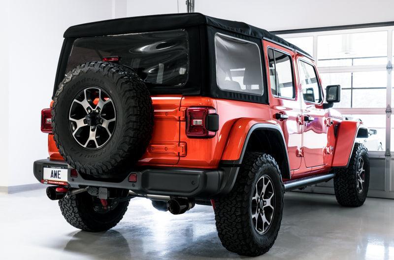 AWE Tuning 2018+ Jeep Wrangler JL/JLU Tread Edition Axle-Back Dual Exhaust - Diamond Black Tips AWE Tuning Catback  AXOPROS