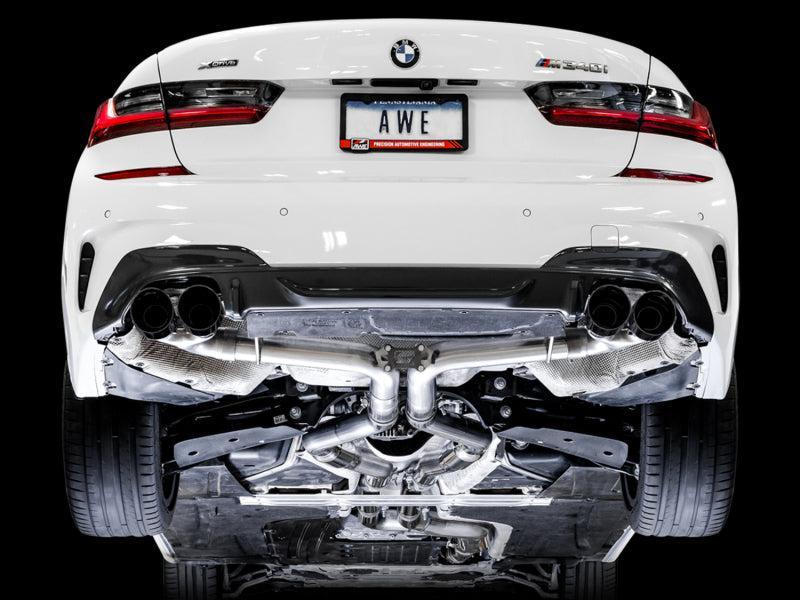 AWE Tuning 2019+ BMW M340i (G20) Track Edition Exhaust - Quad Diamond Black Tips AWE Tuning Catback  AXOPROS