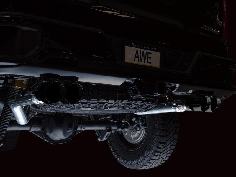 AWE Tuning 22-23 GMC Sierra 1500 AT4X 6.2L 0FG Catback Split Dual (Flat Bumper) - Diamond Black Tips AWE Tuning Catback  AXOPROS