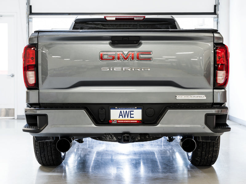 AWE Tuning 4th Gen GM 1500 5.3L 0FG Catback Split Rear Exit (Flat Bumper) - Dual Diamond Tips AWE Tuning Catback  AXOPROS