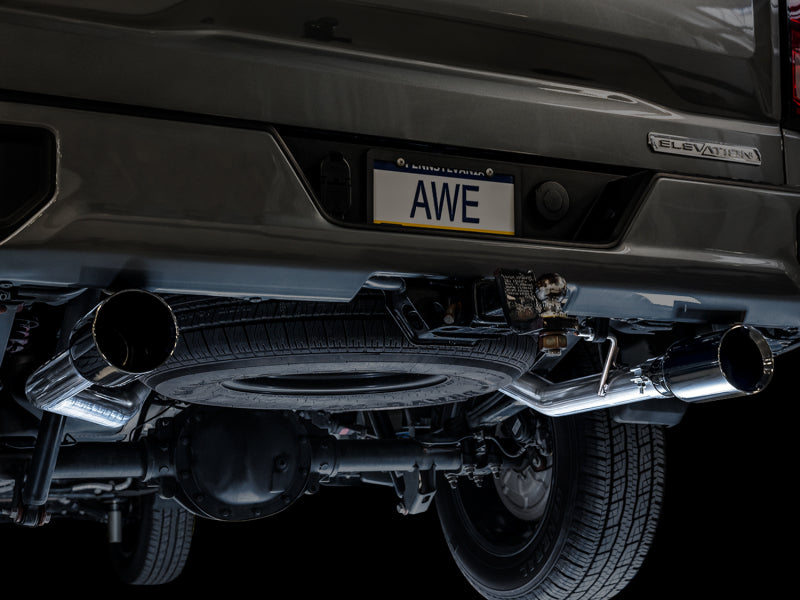 AWE Tuning 4th Gen GM 1500 5.3L 0FG Catback Split Rear Exit (Flat Bumper) - Dual Diamond Tips AWE Tuning Catback  AXOPROS