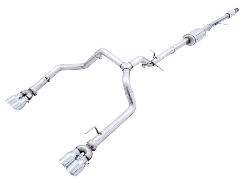 AWE Tuning 4th Gen GM 1500 5.3L 0FG Catback Split Rear Exit (w/ Bumper Cutouts) - Quad Chrome Tips AWE Tuning Catback  AXOPROS
