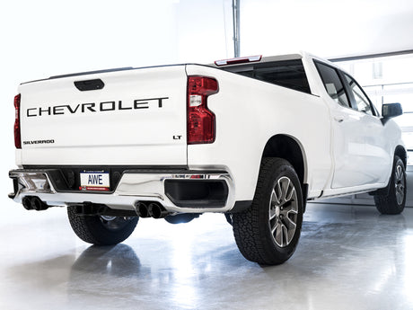 AWE Tuning 4th Gen GM 1500 5.3L 0FG Catback Split Rear Exit (w/ Bumper Cutouts) - Quad Diamond Tips AWE Tuning Catback  AXOPROS
