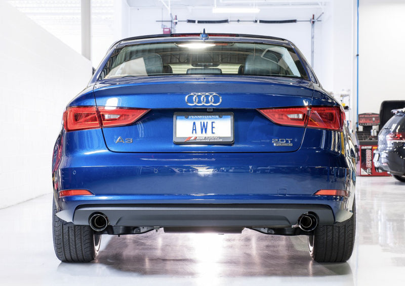 AWE Tuning Audi 8V A3 Touring Edition Exhaust - Dual Outlet Diamond Black 90 mm Tips AWE Tuning Catback  AXOPROS