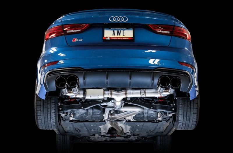 AWE Tuning Audi 8V S3 SwitchPath Exhaust w/Diamond Black Tips 102mm AWE Tuning Catback  AXOPROS