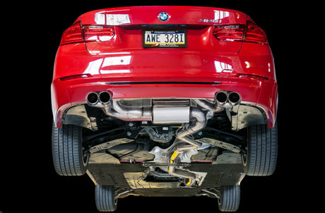 AWE Tuning BMW F3X N20/N26 328i/428i Touring Edition Exhaust Quad Outlet - 80mm Chrome Silver Tips AWE Tuning Axle Back  AXOPROS