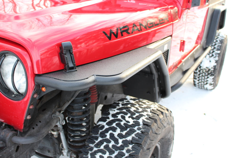 Fishbone Offroad 97-06 Jeep Wrangler TJ Steel Tube Fenders Front 3In Flare - Blk Textured Powdercoat Fishbone Offroad Fenders  AXOPROS