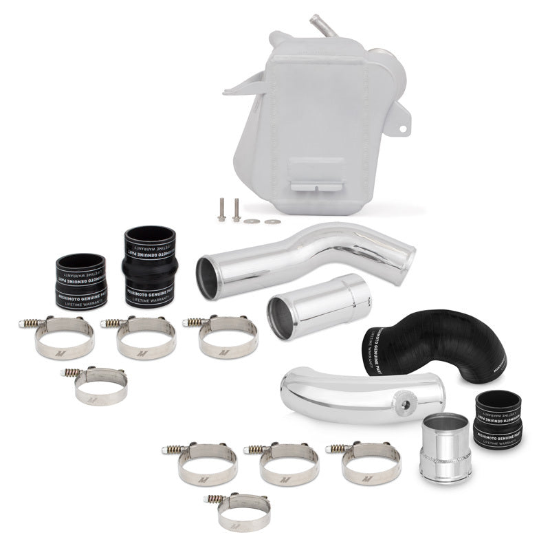 Mishimoto 11-16 Ford 6.7L Powerstroke Air-To-Water Intercooler Kit - Wrinkle Silverw/ Polished Pipes Mishimoto Intercooler Kits  AXOPROS