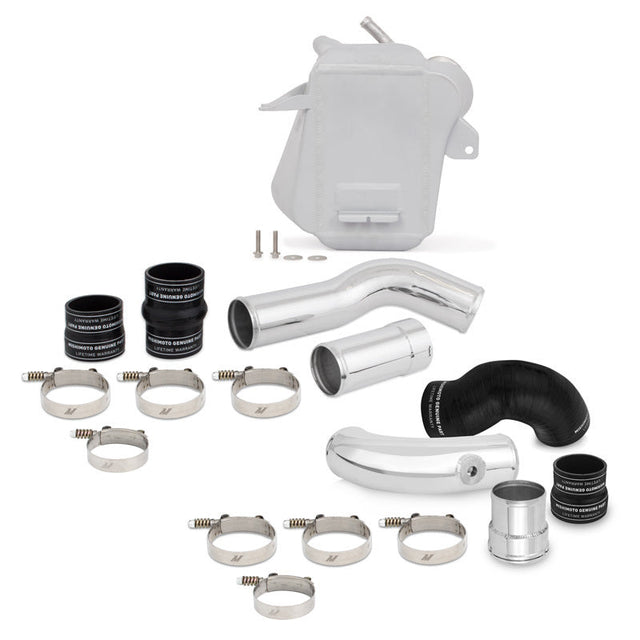 Mishimoto 11-16 Ford 6.7L Powerstroke Air-To-Water Intercooler Kit - Wrinkle Silverw/ Polished Pipes Mishimoto Intercooler Kits  AXOPROS
