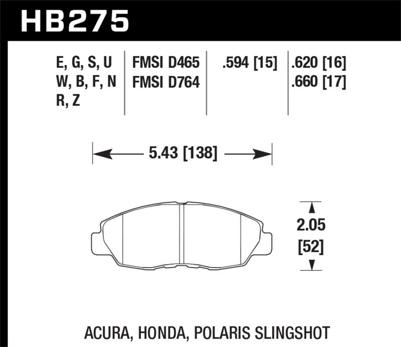 Hawk Acura/ Honda Performance Ceramic Street Front Brake Pads Hawk Performance Brake Pads - Performance  AXOPROS