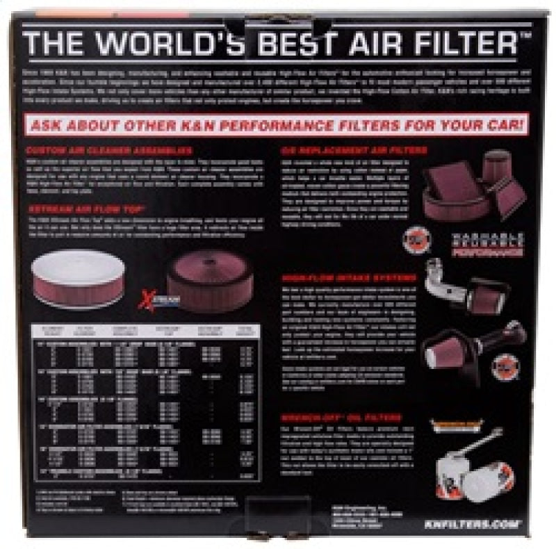K&N X-Stream Top Assembly 14in OD 5.125in Neck Flange 3.063in H K&N Engineering Air Filters - Universal Fit  AXOPROS