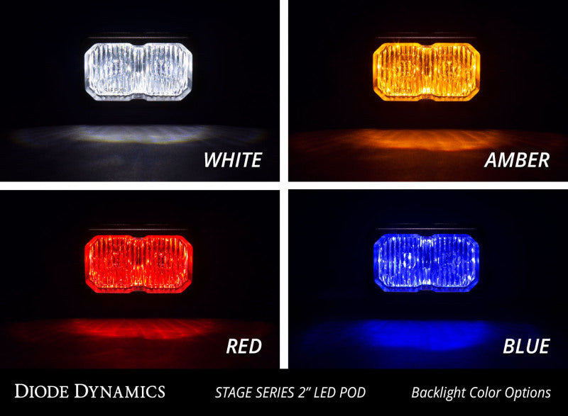 Diode Dynamics Stage Series 2 In LED Pod Sport - White Flood Flush RBL (Pair) Diode Dynamics Light Accessories and Wiring  AXOPROS